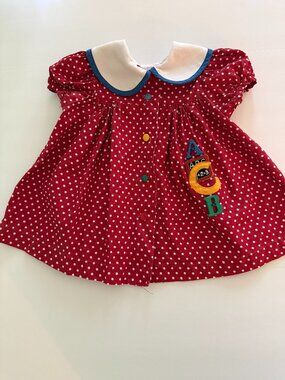 Rare Edition Red W/White Poke-Dots ABC/123 Infant Dress